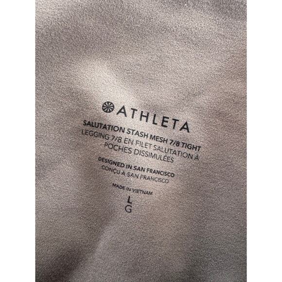 Athleta Salutation Stash Mesh 7/8 Tight Legging Womens Size Large Moss Green - Picture 3 of 9